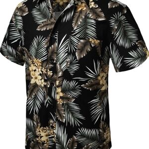 Men's Black Tropical Floral Shirt